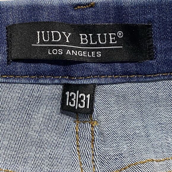 Judy Blue Boyfriend Fit Pull On Blue Jeans Distressed Elastic Waist Womens 13/31 - Picture 8 of 10